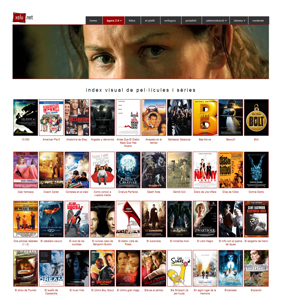 Índex visual de la secció de cinema i televisió.
